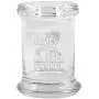 Clear Glass Herb Stash Jar with Lid 2.75 oz with Bad Mother f***** Logo from Smoke Promos