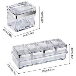 LaMei Yang Seasoning Rack Spice Pots, 4 Piece Acrylic Seasoning Box, Storage Container Condiment Jars - Cruet with Cover and Spoon, Easy to Clean