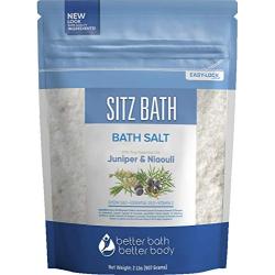 Sitz Bath Soak 32 Ounces Hemorrhoid Soak Epsom Salt with Natural Geranium, Frankincense, Lavender, Niaouli Essential Oil Plus Vitamin C in BPA Free Pouch with Press-Lock Seal