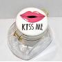 Holiday Home New 7" KISS ME Lips Glass with Ceramic Lid Decorative Air Tight Hinged Canister Storage Jar