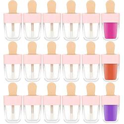 RONRONS 30 Pieces 8ml/0.27Oz Pink Ice-cream Shaped Lip Gloss Tubes Empty Lipgloss Container Plastic Lip Balm Tubes Refillable Clear Lip Glaze Tube Bottles with Rubber Plugs for DIY Cosmetics