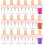RONRONS 30 Pieces 8ml/0.27Oz Pink Ice-cream Shaped Lip Gloss Tubes Empty Lipgloss Container Plastic Lip Balm Tubes Refillable Clear Lip Glaze Tube Bottles with Rubber Plugs for DIY Cosmetics