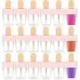 RONRONS 30 Pieces 8ml/0.27Oz Pink Ice-cream Shaped Lip Gloss Tubes Empty Lipgloss Container Plastic Lip Balm Tubes Refillable Clear Lip Glaze Tube Bottles with Rubber Plugs for DIY Cosmetics