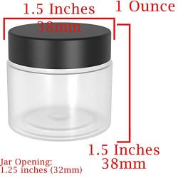 1oz Containers with Lids (24Pack) Lip Scrub/Gloss Containers, Empty 1 oz Jars 30G/30ml- Travel Cosmetic Containers w/Lids- Clear 1 Ounce Makeup Sample Container, Cream, Lotion, Liquid - BPA Free (24)