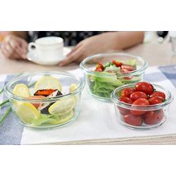 Kitchen Food Storage Jar Airtight Food Storage Glass Food Storage Container No BPA Round Glass Bowl Can Be Used Microwave Oven Freezer Dishwasher For Salad Lunch Picnic