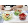 Kitchen Food Storage Jar Airtight Food Storage Glass Food Storage Container (Set Of 3) No BPA Round Glass Bowl Can Use Microwave Oven Refrigerator Dishwasher Salad Lunch Picnic