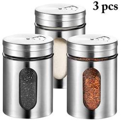 JUSTDOLIFE Kitchen Seasoning Bottle Stainless Steel Pepper Bottle Rotatable Container For Home