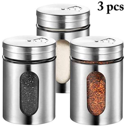 JUSTDOLIFE Kitchen Seasoning Bottle Stainless Steel Pepper Bottle Rotatable Container For Home