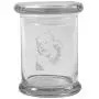 Clear 8 oz Glass Herb Stash Jar and Lid with Marilyn Monroe Logo from Smoke Promos
