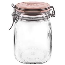 Bormioli Rocco Glass Co Fido Square Metallic Lid Jar, 33.75 oz, Copper