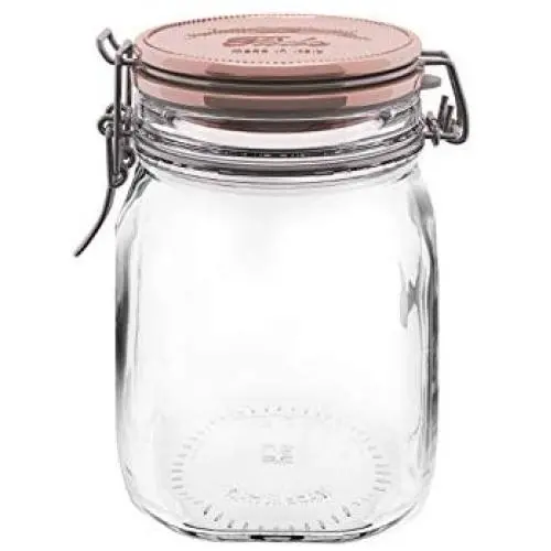 Bormioli Rocco Boîte en Verre avec Couvercle Métallique Carré Fido 1030 ml, Cuivre Bormioli Rocco Boîte en Verre avec Couvercle Métallique Carré Fido 1030 ml, Cuivre