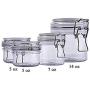 The Grindstone | Assorted Set of PET Plastic Kilner Style Jars | Round Clear Acrylic | Airtight Mason Style Canister Lids | Set of two 5 oz, one 7 oz, one 14 oz Storage Jars | Pack of 4