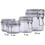 The Grindstone | Assorted Set of PET Plastic Kilner Style Jars | Round Clear Acrylic | Airtight Mason Style Canister Lids | Set of two 5 oz, one 7 oz, one 14 oz Storage Jars | Pack of 4