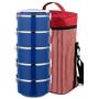 Lcxliga Insulation Thermal Lunch Box Stainless Steel Food Storage Container Portable Bento Box With Handle 5 Layers (Color : Blue)