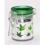 Airtight Glass Herb Mini Stash Jar Set of 3 - Pot Leaf, Tie Dye, and Purple Leaf Galaxy Metallic Silver Designs, 1.5oz, 2.5 Inches