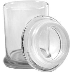 Clear 8 oz Glass Herb Stash Jar and Lid with Pirate Skull Logo from Smoke Promos