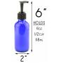 4-Ounce Cobalt Glass Pump Bottles (4 Pack), for Aromatherapy, Lotions, Soaps & More