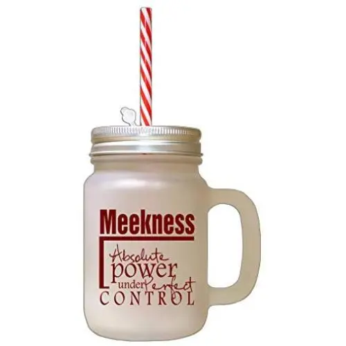 Maroon Meekness Absolute Power Under Perfect Control Frosted Glass Mason Jar With Straw Maroon Meekness Absolute Power Under Perfect Control Frosted Glass Mason Jar With Straw
