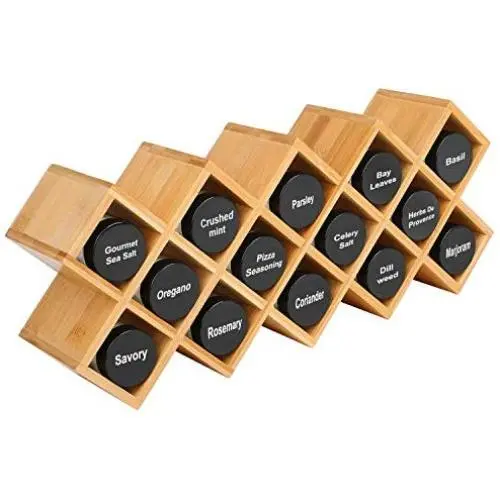 4-Tier Bamboo Countertop Spice Rack Organizer Organiser, Criss-Cross Kitchen cabinet Free-Standing Countertop Storage Organizer shelf Fit for Round and Square Spice Jar, Can, Bottle(Jars Not Include) 4-Tier Bamboo Countertop Spice Rack Organizer Organiser, Criss-Cross Kitchen cabinet Free-Standing Countertop Storage Organizer shelf Fit for Round and Square Spice Jar, Can, Bottle(Jars Not Include)