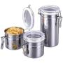 Stainless Steel Container Kitchen Food Preserving Jar With Clear Lid & Locking Clamp, Airtight Canister For Storing Coffee, Tobacco, Flour, Sugar - Stylishbuy