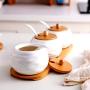TNKML Ceramic Spice Jar 3 Piece Set Ceramic Spice Jar Spice Jar Vanilla Pot Seasoning Spice Jar Seasoning Box Storage Box Spice Jar