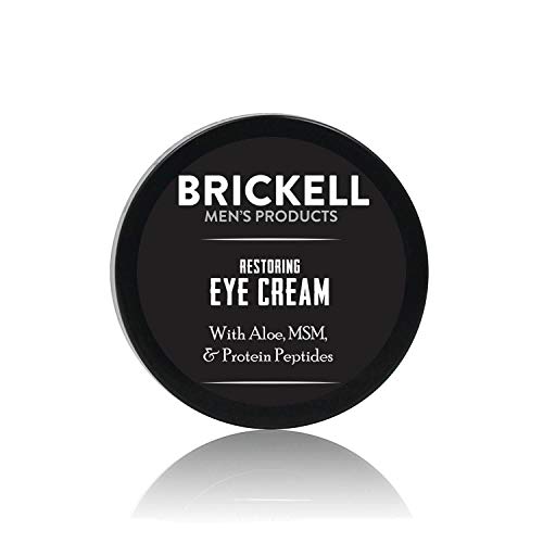 Brickell Mens Restoring Eye Cream for Men, Natural and Organic Anti Aging Eye Balm To Reduce Puffiness, Wrinkles, Dark Circles, Crows Feet and Under Eye Bags, .5 Ounce, Unscented