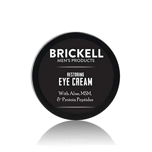 Brickell Mens Restoring Eye Cream for Men, Natural and Organic Anti Aging Eye Balm To Reduce Puffiness, Wrinkles, Dark Circles, Crows Feet and Under Eye Bags, .5 Ounce, Unscented