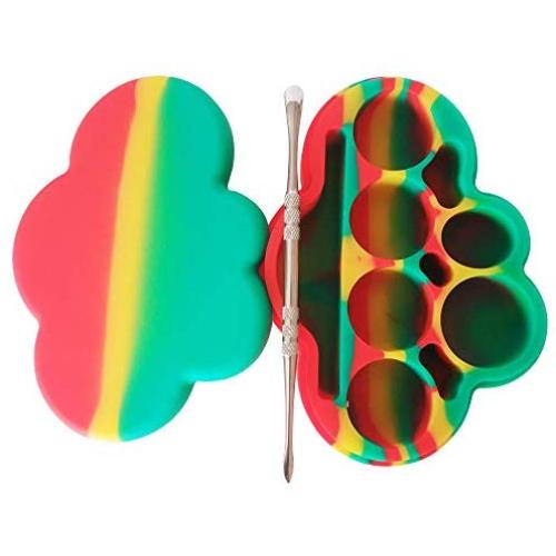 SZBS Silicone Container 85ml Cloud shape Container For Dab Storage Jar Wax Concentrate Container Silicone Jar Dab Container With A Metal Rod (2)