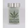 Stash Jar with Pot Leaf and Lets Get Wrecked Design - Smell Resistant Herb Storage and Accessories, Airtight - 3" Tall x 2" Wide