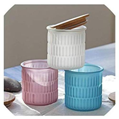Nordic Matte Glass Seal Jar with Bamboo Lid Kitchen Tea Coffee Bean Sugar Storage Jars Chic Candy Organizer Can,purple
