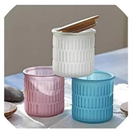 Nordisches Mattglas-Dose mit Bambuschachdeckel für Küchen-Tee, Kaffee, Zucker – schönes Süßwaren-Organizer-Behälter-Set, lila