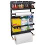 Magnetic Kitchen Rack Fridge Organizer, Spice Jars Rack, Multi Use Refrigerator Side Storage Shelf with 5 Removable Mobile Hooks,Large,Black