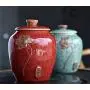Ceramic Tea Caddy Retro Coarse Pottery Tea Cans Cork Tea Storage Chinese Kung Fu Tea Sets Sealed Jar Storage Containers,Green