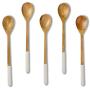 Folkulture Wooden Spoons for Cooking or Eating Soup or Rice, Mango Wood Mini Spoons for Korean or Japanese Meals, Small Wooden Spoons or Utensils for Mixing or Stirring, Set of 5, 9 inch, White