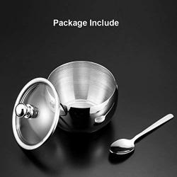 SAYEEC Stainless Steel Condiment Jars with Lids Spoon Seasoning Containers Spice Jar Salt Pepper Sugar Storage Organizers