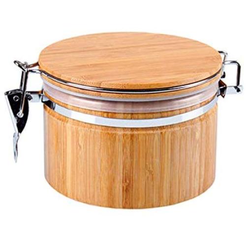 Sealed Container Spice Round Lid Food Kitchen Tea Nuts Cans Bamboo Grains Tank Storage Jar,S