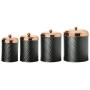 Amici Home Collection, 7CDI030AS4R, Ashby Copper Metal Storage Canister, Assorted Set of 4 Sizes, Black/Gold