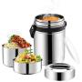 Soup Thermos,61oz Food Jar with Handle for Hot Food,3 Tier Thermal Insulated Lunch Thermos Wide Mouth,304 Stainless Steel Vacuum Insulated Flask,Travel Food Storage Carrier Container Bento Box (61oz)