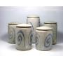 Pottery Kitchen Storage Jar Set of Five Stoneware Covered Jars