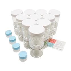 Clear 2 oz PET Round Plastic Jars with White Lids, and 4 Mini Jar, 20 Pack (C2WMJ20)