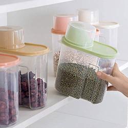 Food Storage Box Plastic Clear Container Set with Pour Lids Kitchen Storage Bottles Jars Dried Grains Tank 1.9L 2.5L,Small One Piece