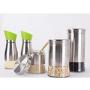 5 Set of Stainless Steel Glass Tea Coffee Sugar Storage Canisters - Multipurpose Food Storage Jars Cwg