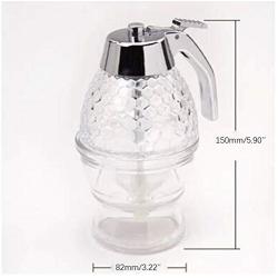 Eduton Squeeze Bottle Honey Jar Container Bee Drip Dispenser Kettle Storage Pot Stand Holder Juice Syrup Cup Kitchen Accessories (Clear)