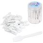 100pcs Pana Brand Cosmetic Make Up Disposable Plastic 2.5'' Spatulas Skin Care Facial Cream Mask Spatula (100 Pieces in a Container) (WHITE)