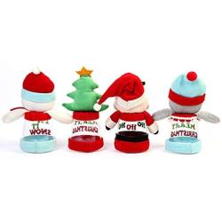 smallwoodi Candies Jar,Christmas Tree Santa Snowman Pattern Transparent Candies Jar Storage Bottle Christmas Decoration Supplies