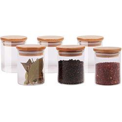 TNKML Glass Food Cans With Natural Bamboo Lid And Silicone Ring For Hermetically Sealed Small Transparent Tank Storage Tanks For Kitchen Storage Of Grain 12 200Ml