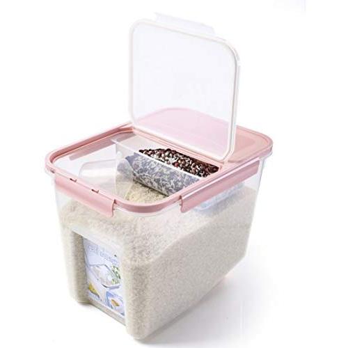 10kg Rice Container, WOLFBUSH Fresh Grain Dry Food Sealed Storage Bin Plastic for Cereals Beans, with Measuring Cup