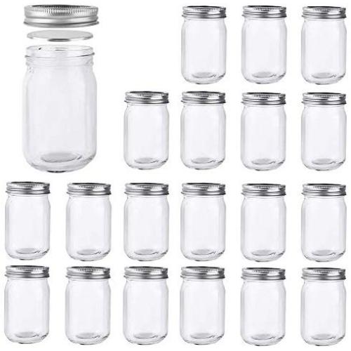 Betrome 12 OZ Mason Gläser 20 Stück mit Silberdeckel für Marmelade, Gelee, Honig, Bohnen, Gewürze, Hochzeit Favors, Babyparty Favors, Party Favors