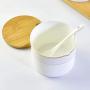 Kitchen seasoning box/Bone Porcelain Round Condiment Storage Container with Tray Salt jar Three-Piece Set (Color : B)