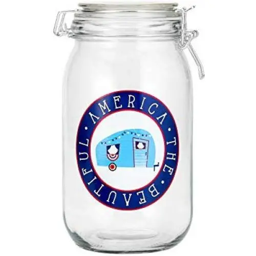 Amici Home 7CN210R America the Beautiful Hermetic Glass Canister Storage Jar, 50 Fluid Ounces, Clear with Multicolored Decal Amici Home 7CN210R America the Beautiful Hermetic Glass Canister Storage Jar, 50 Fluid Ounces, Clear with Multicolored Decal